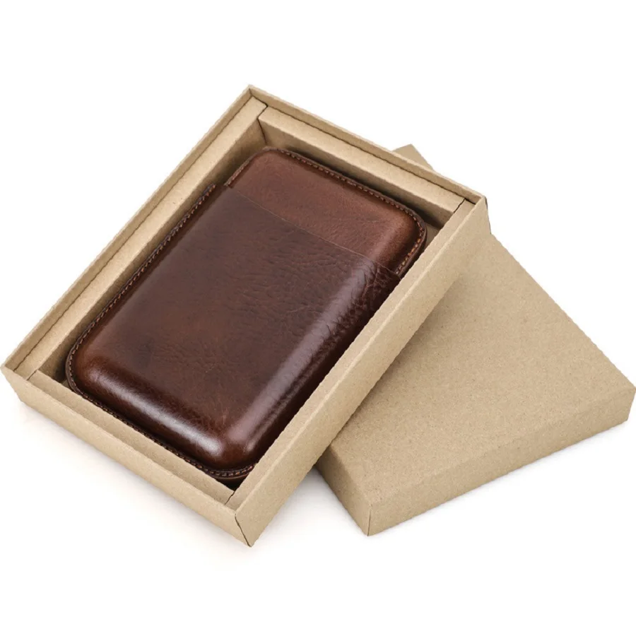Genuine Leather Cigar Case Travel Portable Cigar Case Four-Compartment Cigar Case Box - view 3