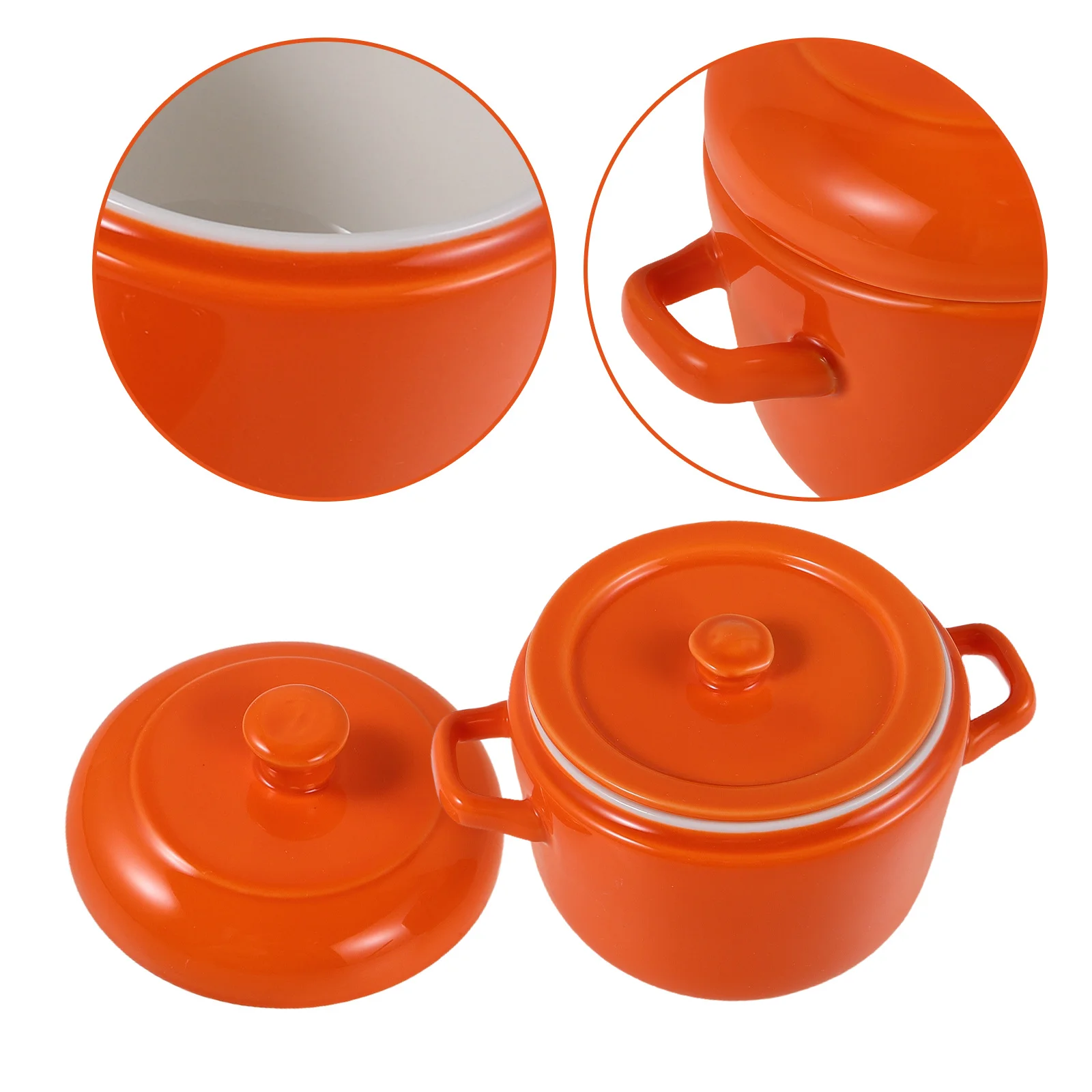 

Ceramic Stew Pot with Lid Single Serve Soup Bowl 600ml Clay Pot Double Handles Steaming Slow Cooking Waterbath Technology