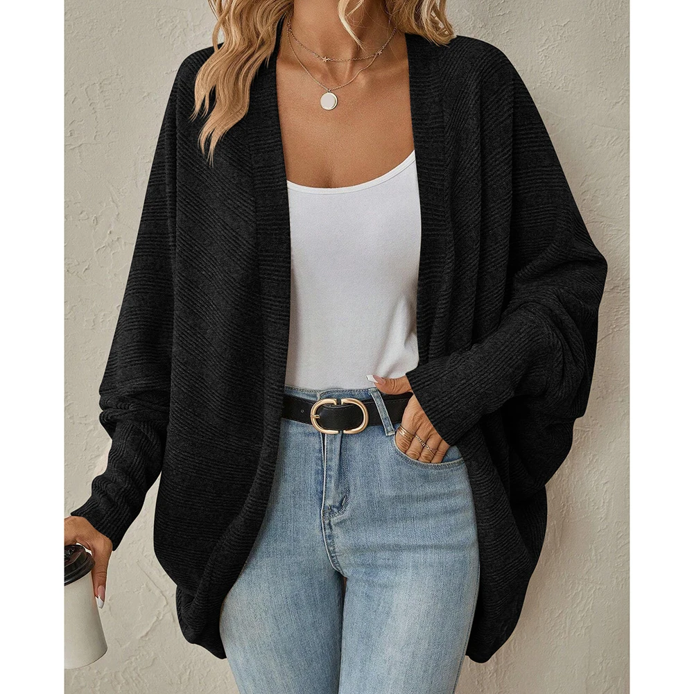 

Женская куртка с рукавами «летучая мышь», свитер, кардиган, повседневная женская верхняя одежда большого размера для повседневного офиса и уличной одежды