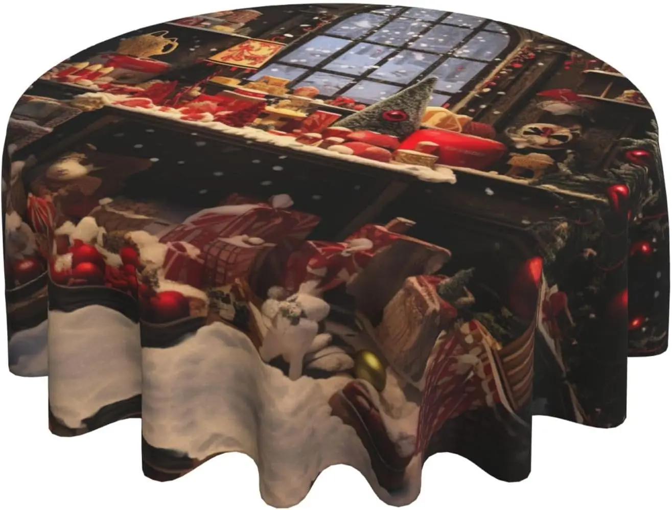 Merry Christmas Day 60-Inch Round Tablecloth Fabric for Indoor Outdoor Dining The Perfect Addition for Round Tables