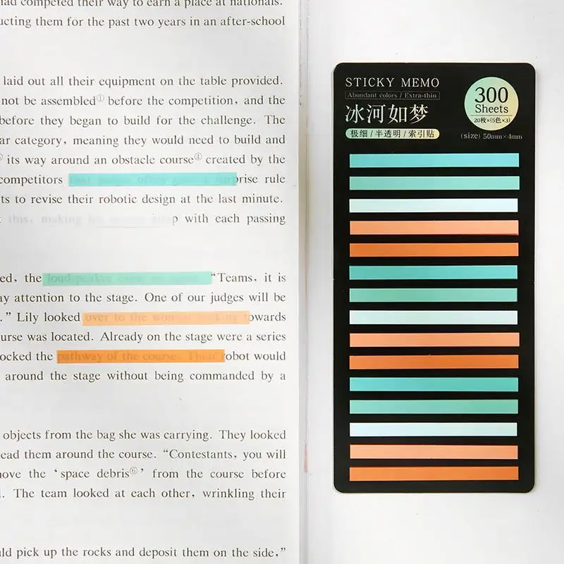 8 Set Style For Page Marker Planner Stickers Office School Stationery Color Transparent Index Tabs Flags Sticky Note