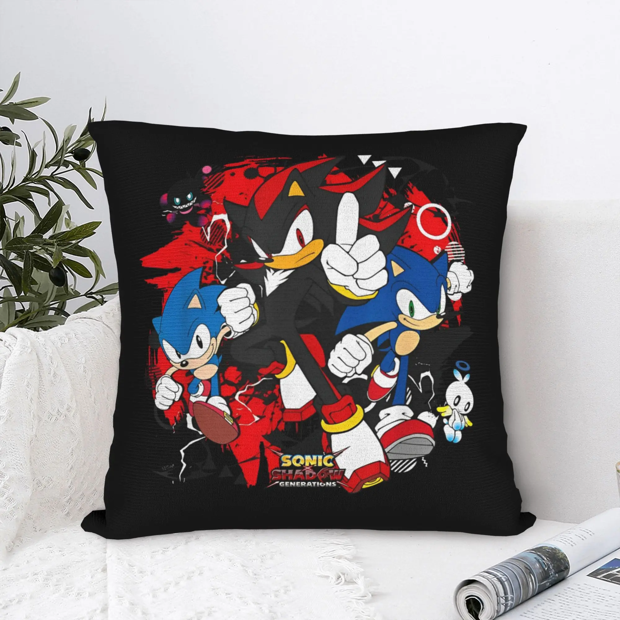 Sonices  X Shadow Generations - Game On Square Pillow Case Polyester Decorative Pillow Creative Pillowcase