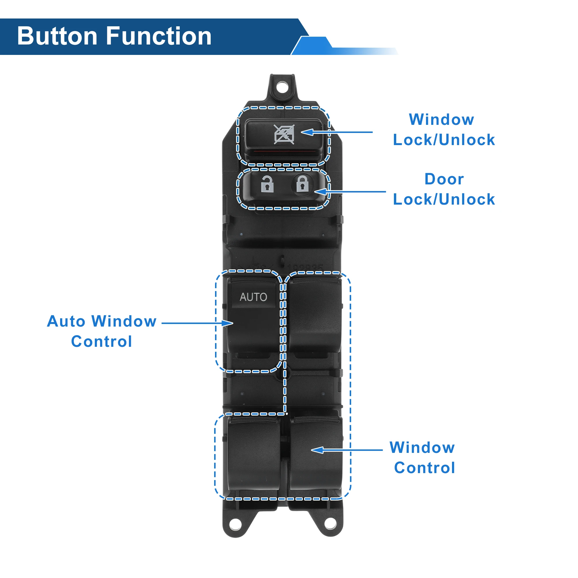 

UXCELL передний левый переключатель стеклоподъемника со стороны водителя для Toyota Yaris 2006-2009, переключатель управления окном No 8482052260, черный