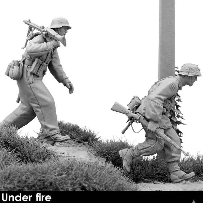 1/35 Scale Resin Figures Model Kits WWII European Soldier Machine Gun Team 2-Person  Miniatures Unassambled and Unpainted C102