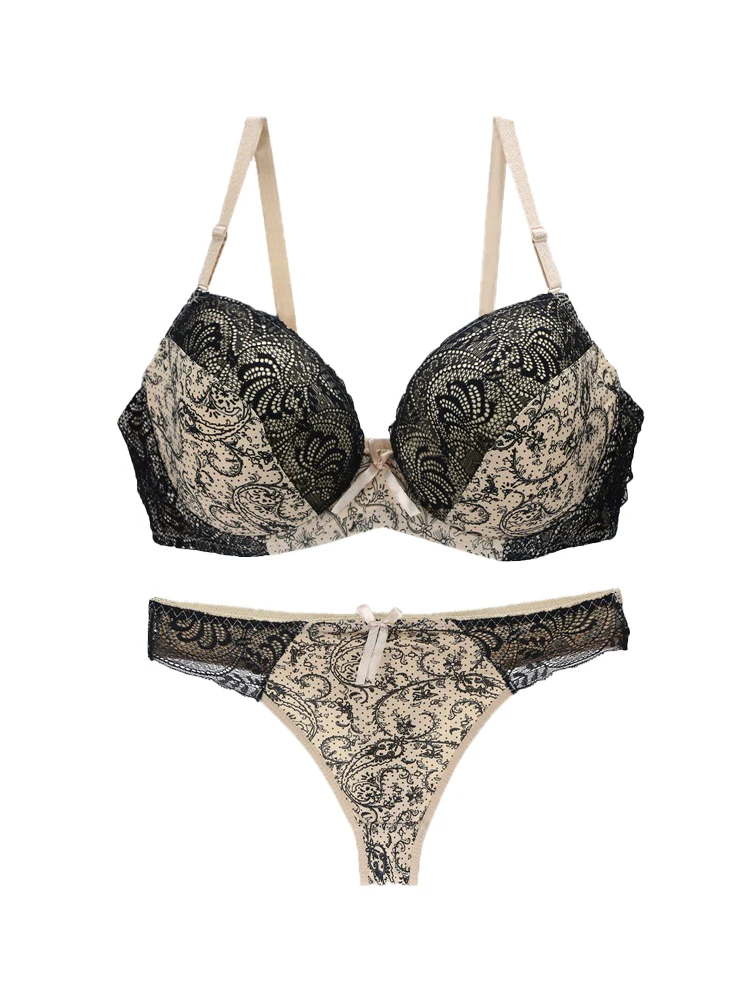 2035 New Sexy Bras Set 32/70 34/75 36/80 38/85 40/90 42/95 CDEF Cup Underwear Bralette Brassiere Plus Size Lingerie Thong B03