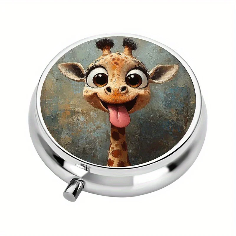 1 pill box with 3 compartments, cute cartoon giraffe-themed mini pill container, pill organizer, portable travel style, unique gift