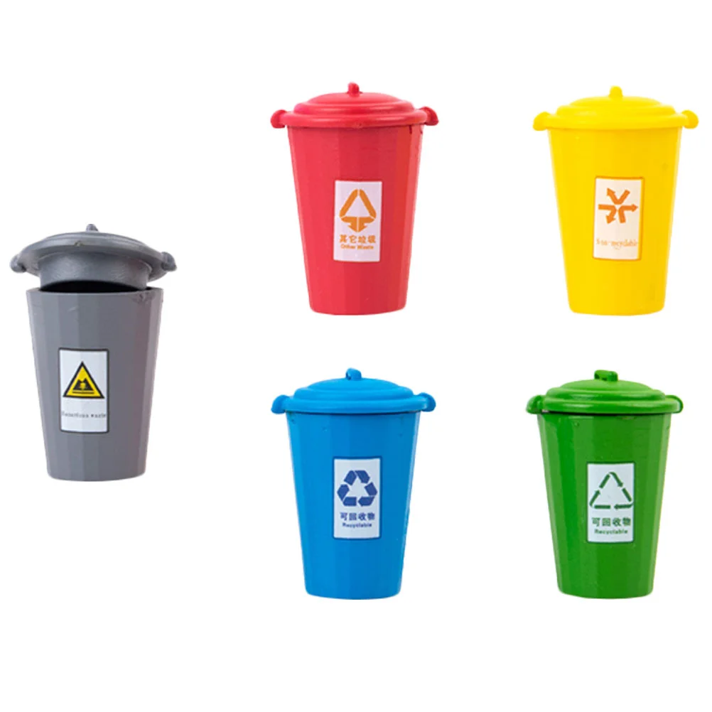 5 Pcs Mini Trash Can 1:87 Scale Small House Sand Table Waste Bin Decorative Model Material Accessories