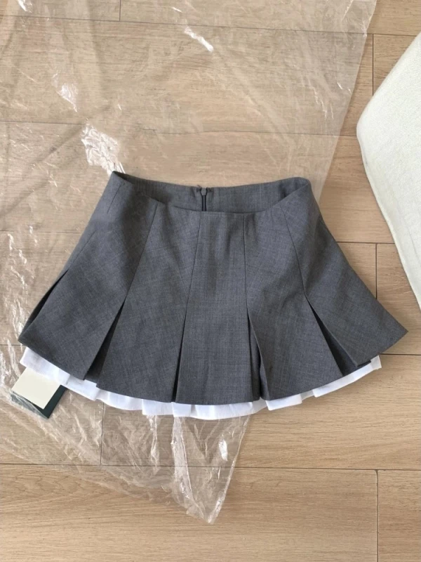 달콤하고 매콤한 슬레 여성용 하이웨이스트 A라인 스커트, 주름과 레이스 밑단이 있는 여름용 슬리밍 및 라이트프루프 스커트