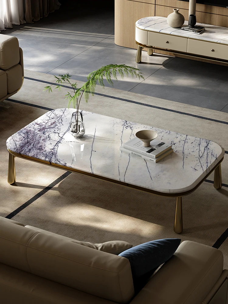 Marble Luxury Stone Endtable Villa Living Room Home High-End Furniture Italian Light Luxury Rectangular Coffee Table