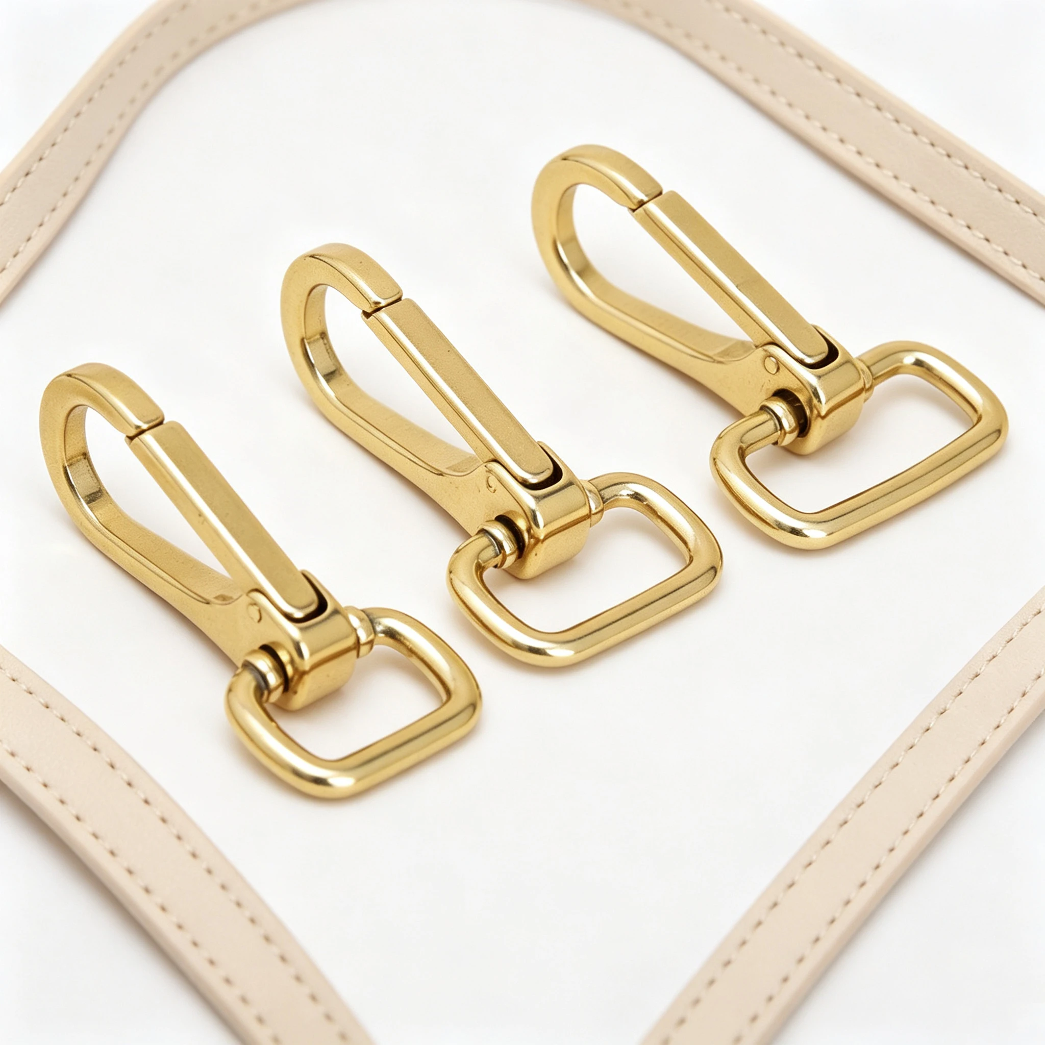 1 Stück Massiver Messing-Karabinerhaken Drehbarer Auslöseclip Verschluss für Taschenriemen, Gurtband, Hundeleine, Schlüsselanhänger-Zubehör – Detail 5