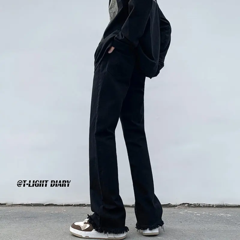 

Pure Bla Men's Slim Straight Leg Jeans mid Waist Zipper Fly Faionable Vintage American Sle Long Length plus Size Jeans