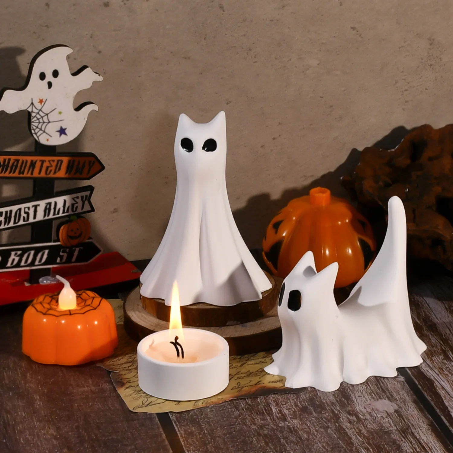 Ghost Cat Halloween Decoration Gypsum Concrete Silicone Mold DIY Handmade Aromatherapy Candle Making Crystal Epoxy Resin Mold