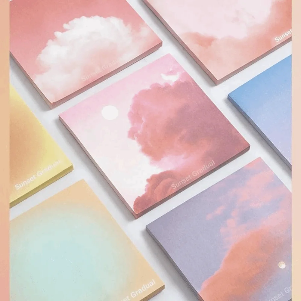 50 Sheets Square Sticky Notes Gradient Color Ins Style Self Sticky Note Pads Decorative Self-Adhesive Notebook Planner Sticker