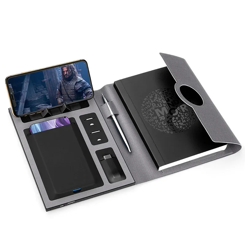 Modern Multi-Function Charging Business Meeting Notepad Wireless Charging A5 Loose-Leaf Notebook Phone Charging