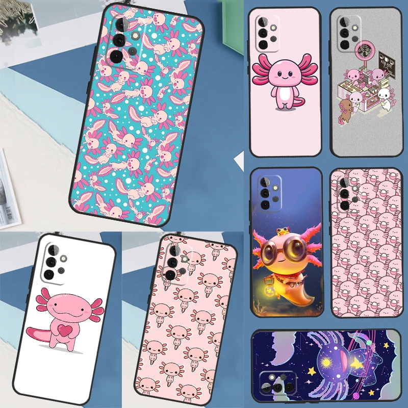 Cute Animal Axolotl Case For Samsung Galaxy A54 A34 A24 A14 A52 A32 A12 A53 A33 A13 A51 A71 A21S A52S Cover