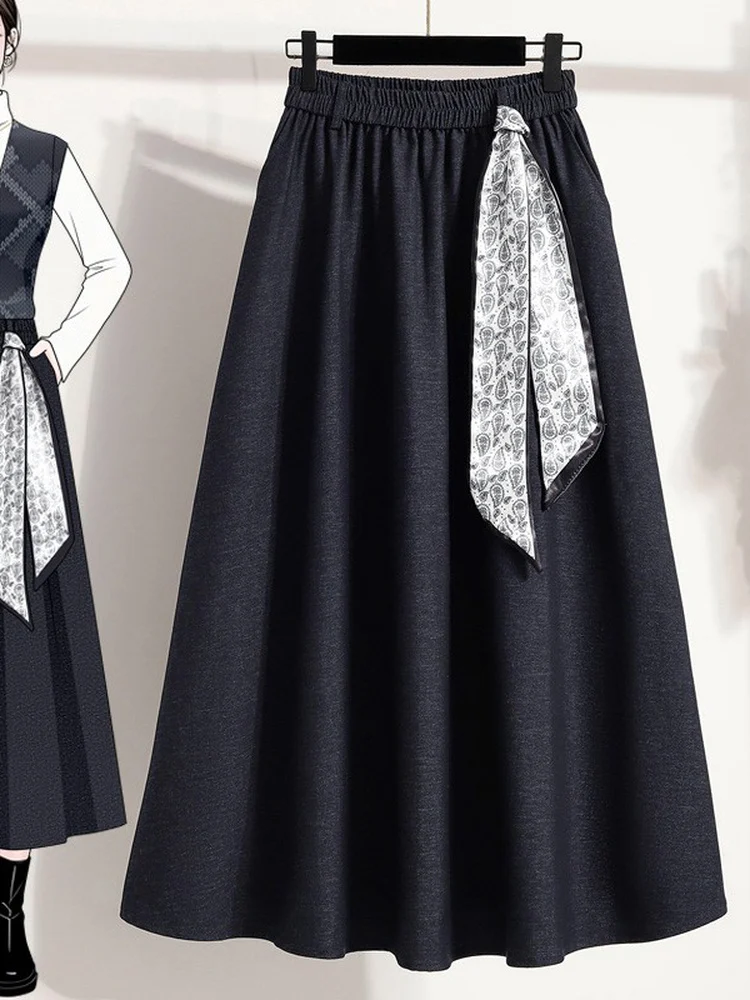 

Loose Mid-Length Denim Skirt for plus Size Women Spring 2026 New Style A-Line Skirt Comfortable Elastic Waist Casual Wear