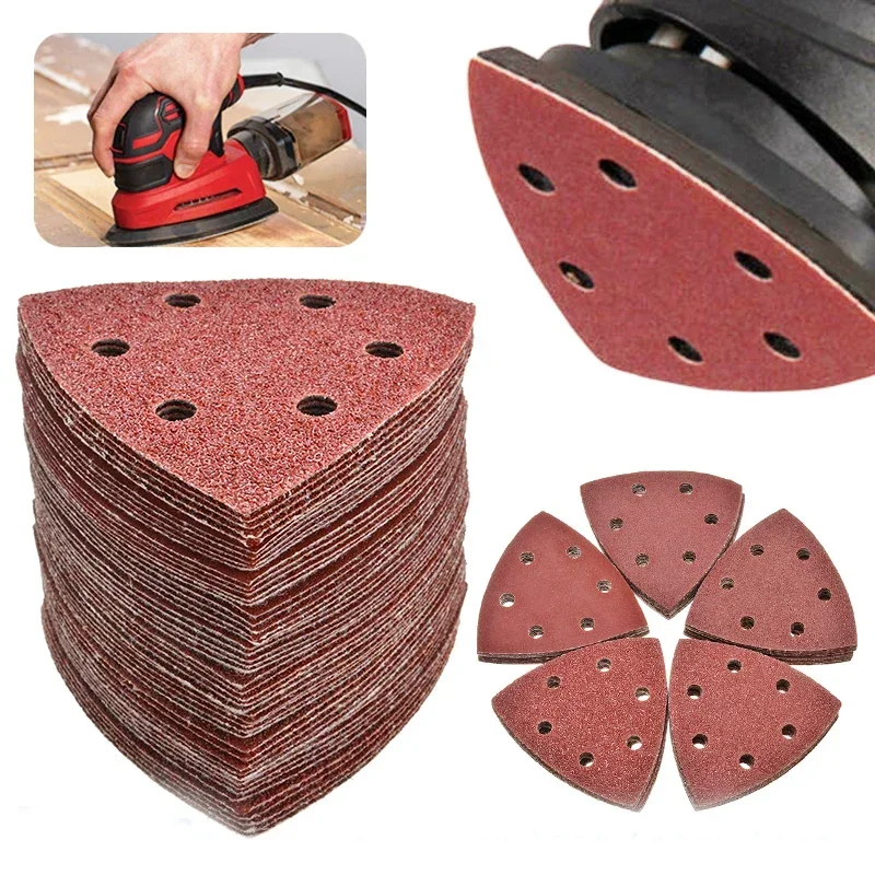 60PCS 90mm *90mm Triangular Sanding Disc Delta Sander Hook & Loop Sandpaper Abrasive Tools for Sanding Grit 40-400