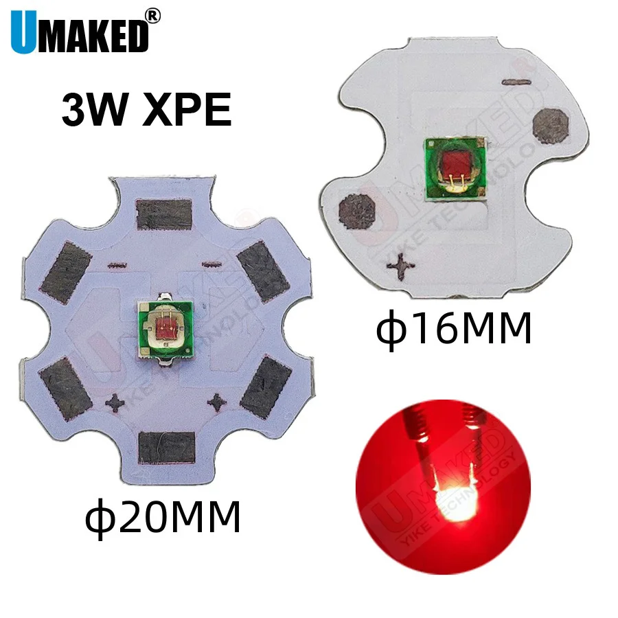 5pcs  3W Cree LED XPE XP-E R3 3535 SMD High Power LED Chip White Red Green Blue UV Color With 16mm 20mm LED PCB