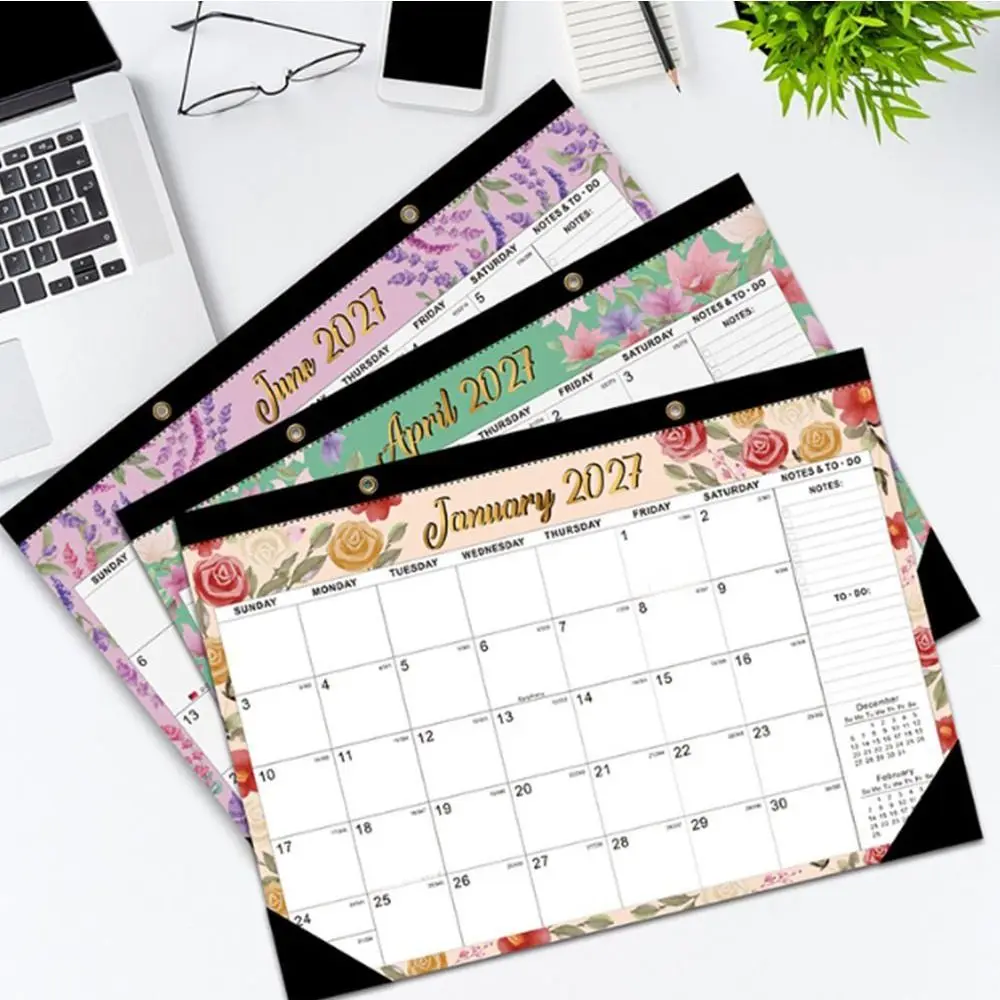 18 Months 2027 Wall Calendar Colorful Daily Planning English Hanging Calendar January 2027- June 2028 Waterproof Cover