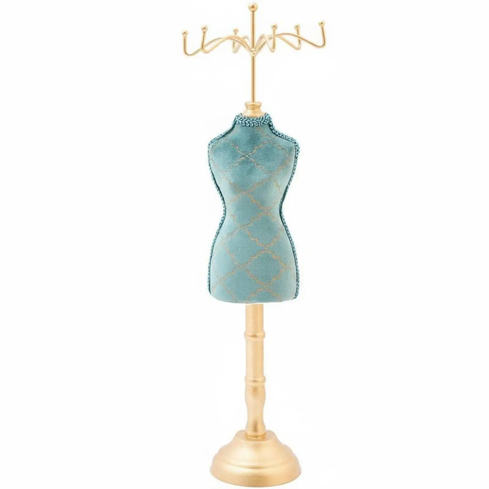 Mannequin Jewelry Display Stand Retro Peacock Blue Velvet Organizer Box for Shop Window and Bridal Gift