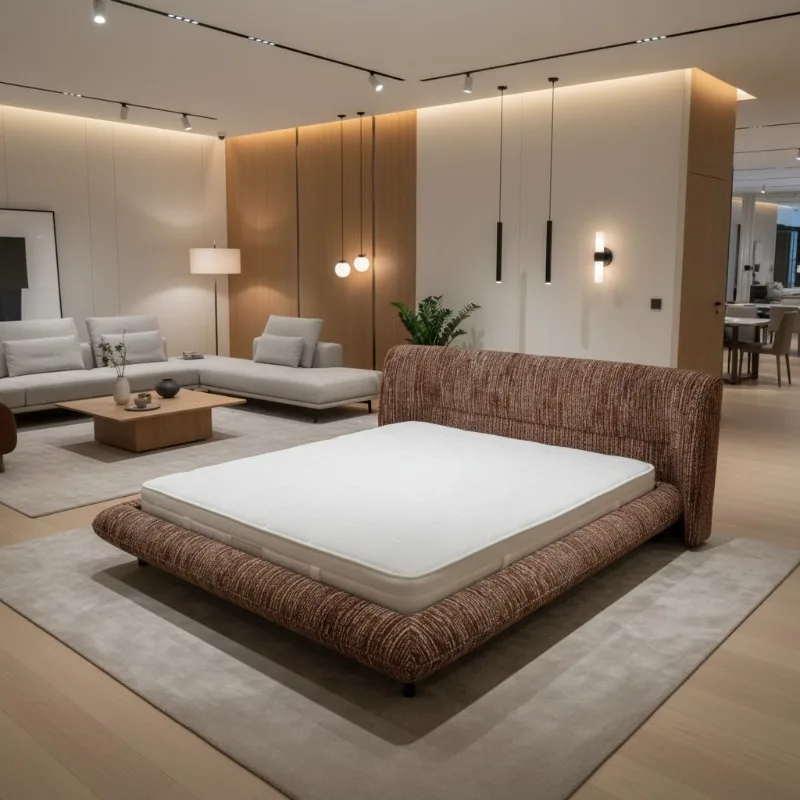 Smart Chenille Storage Bed With Revolving Feature Assembled Modern King Size Solid Wood Frame For Hotel Use 10 Year Warranty