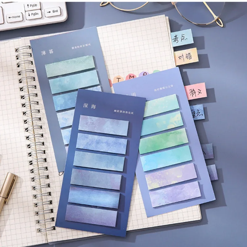 HEYEJET 120 Sheets Morandi Gradient Color Sticky Note Kawaii Sticky Notes Cute Index Memo Pad Bookmark Paper Sticker