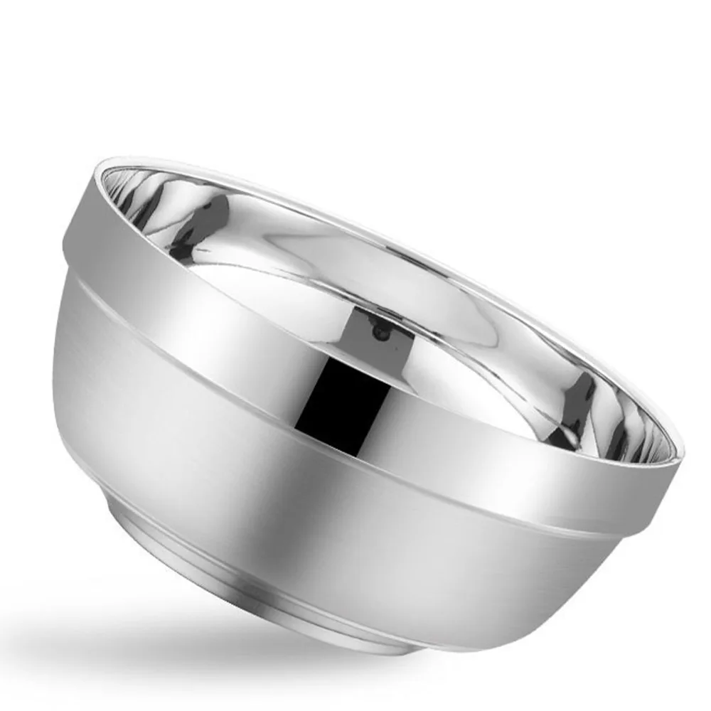 2Pcs Rustless Steel Metal Bowl Round Bowl Smooth Polished Dining Bowl Practical Stackable Structure Rice Bowl Canteen