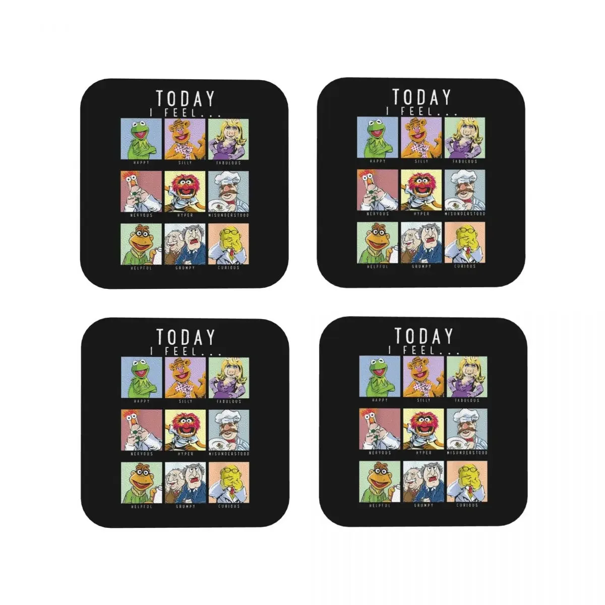 The Muppets Today I Fell Box Up Coasters Kitchen Placemats Waterproof Insulation Cup Coffee Mats For Tableware Pads Set of 4