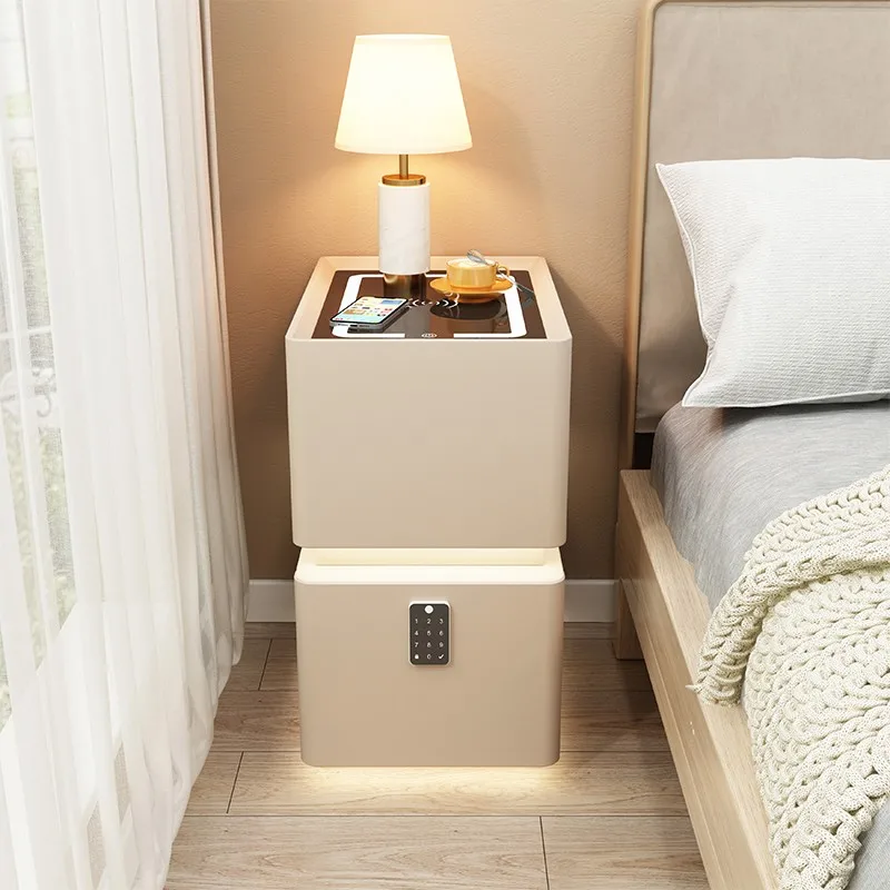 

Умная прикроватная тумбочка с беспроводной зарядкой, современный шкаф с ящиком из цельного дерева, плавающая узкая тумбочка, минималистичная прикроватная тумбочка для хранения
