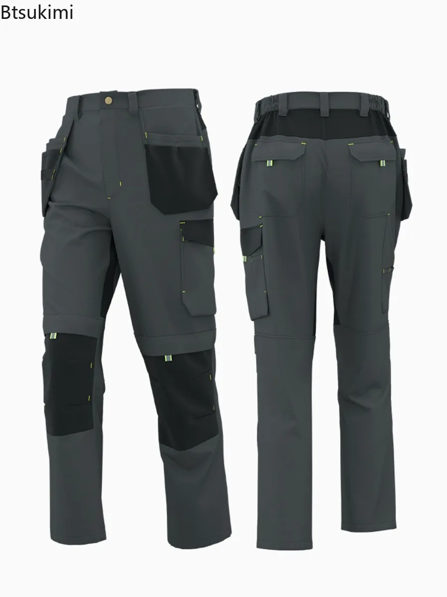 Spring High Elastic Workwear Pants, Wear-resistant Fabric Large Pocket Outdoor Casual Pants, Electrician Cargo Pants Size S-3XL