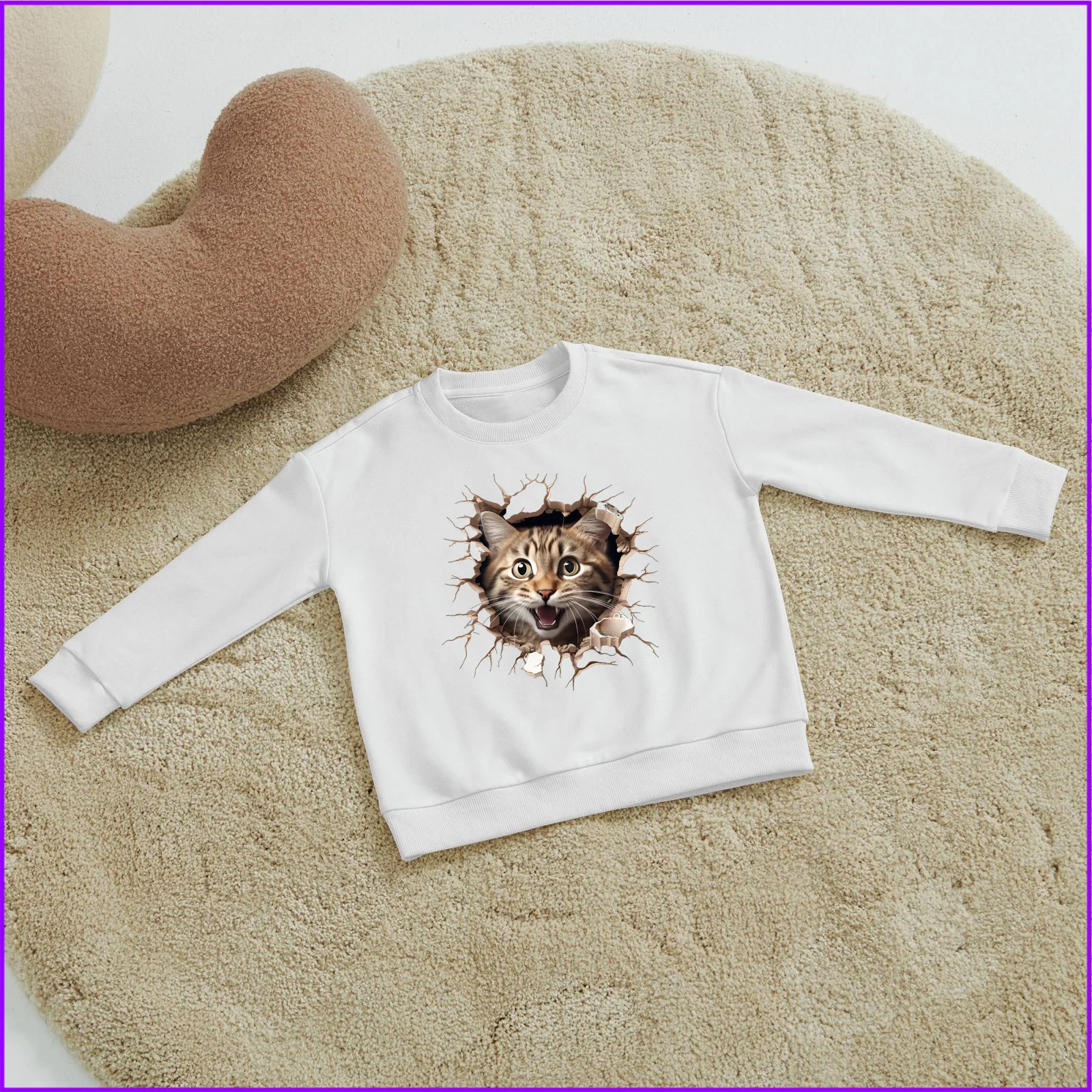 3D Cat peeking through a hole sja100c Kids boys girls hoodies sweatshirts manga back to school camisetas korean five nights at