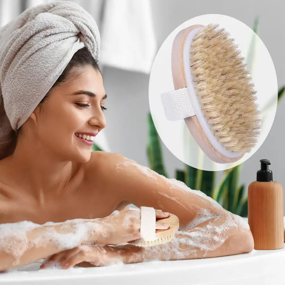 Body Shower Brush Soft Hair Back Massage Bath Brush Body Brush Bath Bathroom Exfoliation Spa O2e8