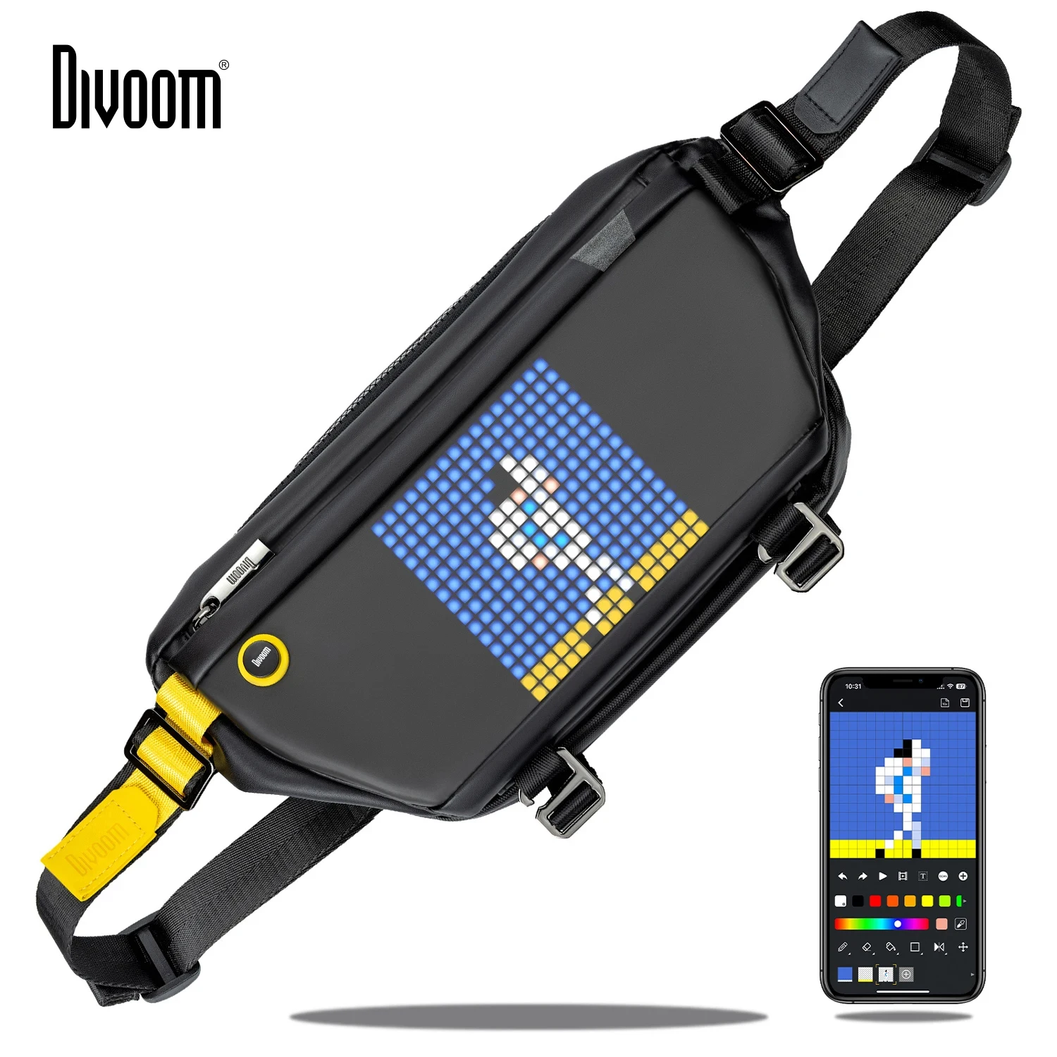 

Divoom Sling Bag Customizable Pixel Art Speaker Bag Fashion Design Waterproof for Biking Hiking Outside Activity Big Space