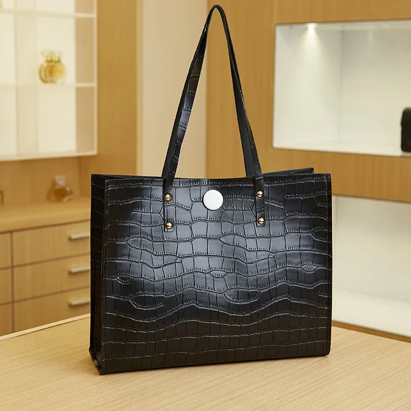 2023 New Crocodile Lines Tote Bag PU Leather Shoulder Bags For Women Fashion Handbag Luxury Branded Underarm Bag Shopping Wallet