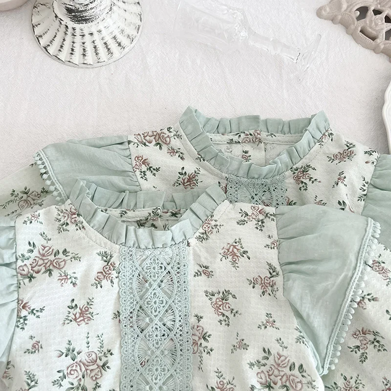 New Newborn Kids Baby Girls Long Sleeve Sweet Printing Princess Rompers Spring Autumn Infant Kids Baby Girls Rompers Clothes