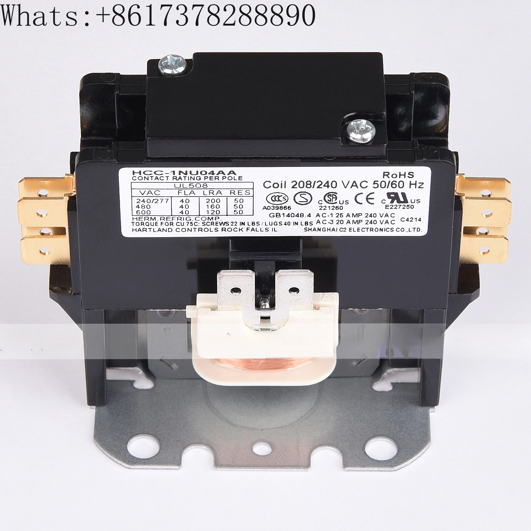 

220V 40A high load single-phase HCC-1NU04AA Hartland Controls AC contactor HCC1NU04AA