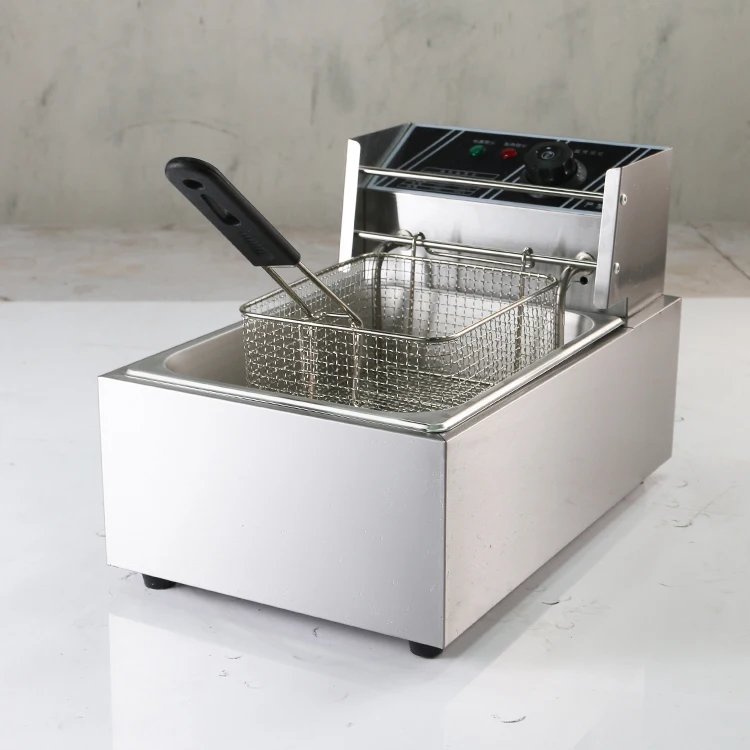 Electric Deep Fryer 6L 2500W Single Removable Basket Stainless Steel Electric Countertop Fryer for Commercial Use
