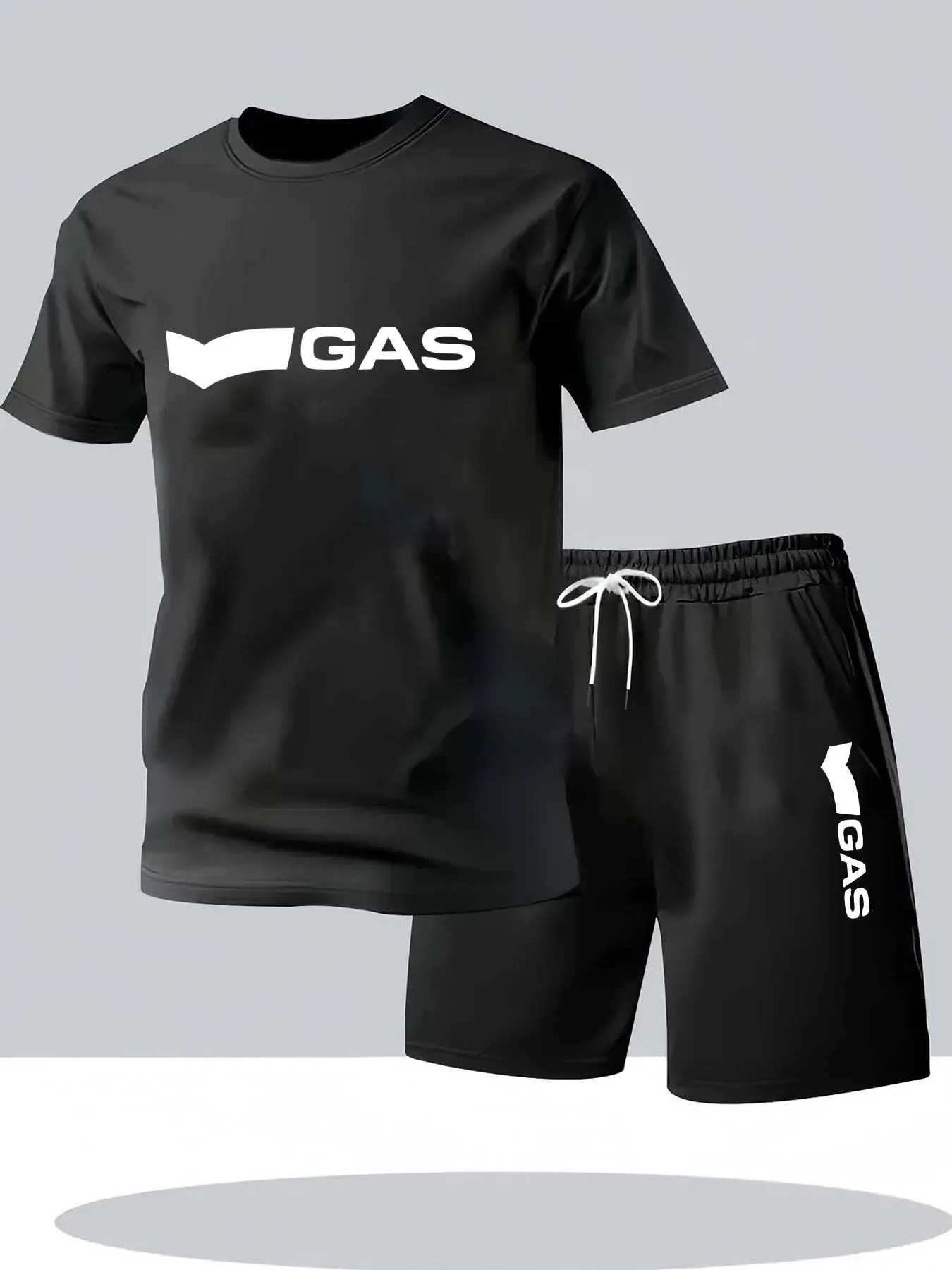 

Мужская повседневная футболка с круглым вырезом и короткими рукавами из 2 предметов и шорты на шнурке, летняя удобная дышащая одежда