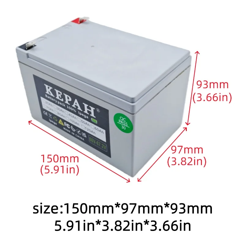 60V 120Ah 18650 lithium ion battery pack 67.2v 120000mAh various equipment battery Tricycle Backup Solar Power Storage,with BMS