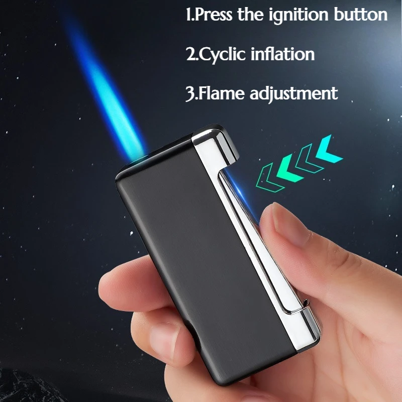 

Windproof Blue Flame Inflatable Lighter Portable and Lightweight Can Be Ignited By Pressing Cigarette Accessories
