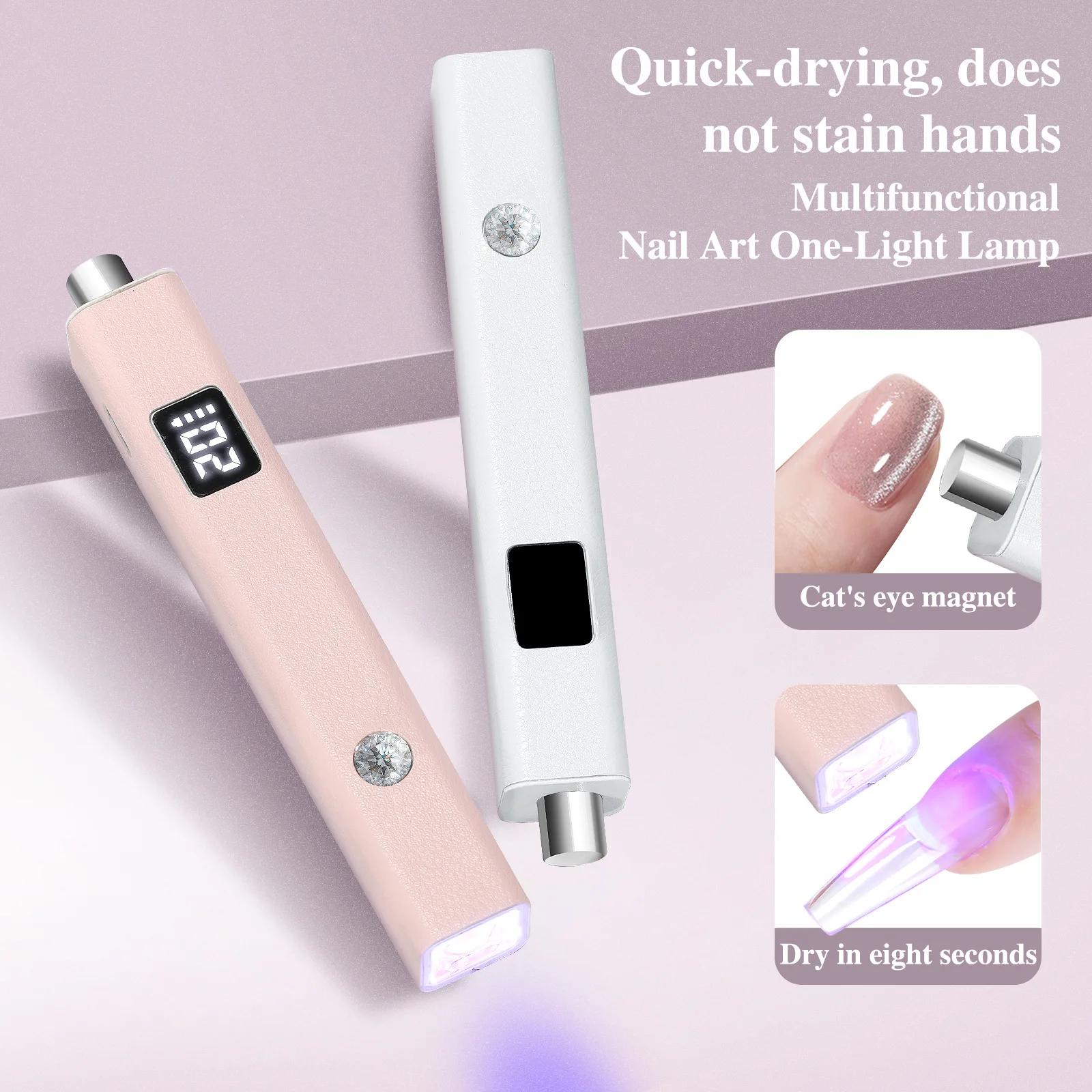 Professional UV LED Nail Lamp Dryer, 2in1 Portable Magnetic USB Rechargeable Fast Cure Light for Gel Nail Polish Manicure