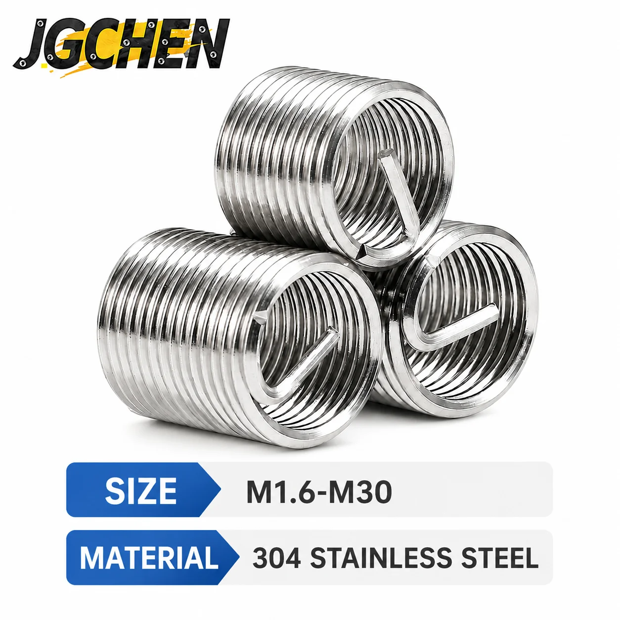 M1.6-M30 304 Stainless Steel Helicoil Wire Thread Insert Thread Repair Kit Screw Bushing Coil Insert Sleeve for Damaged Threads