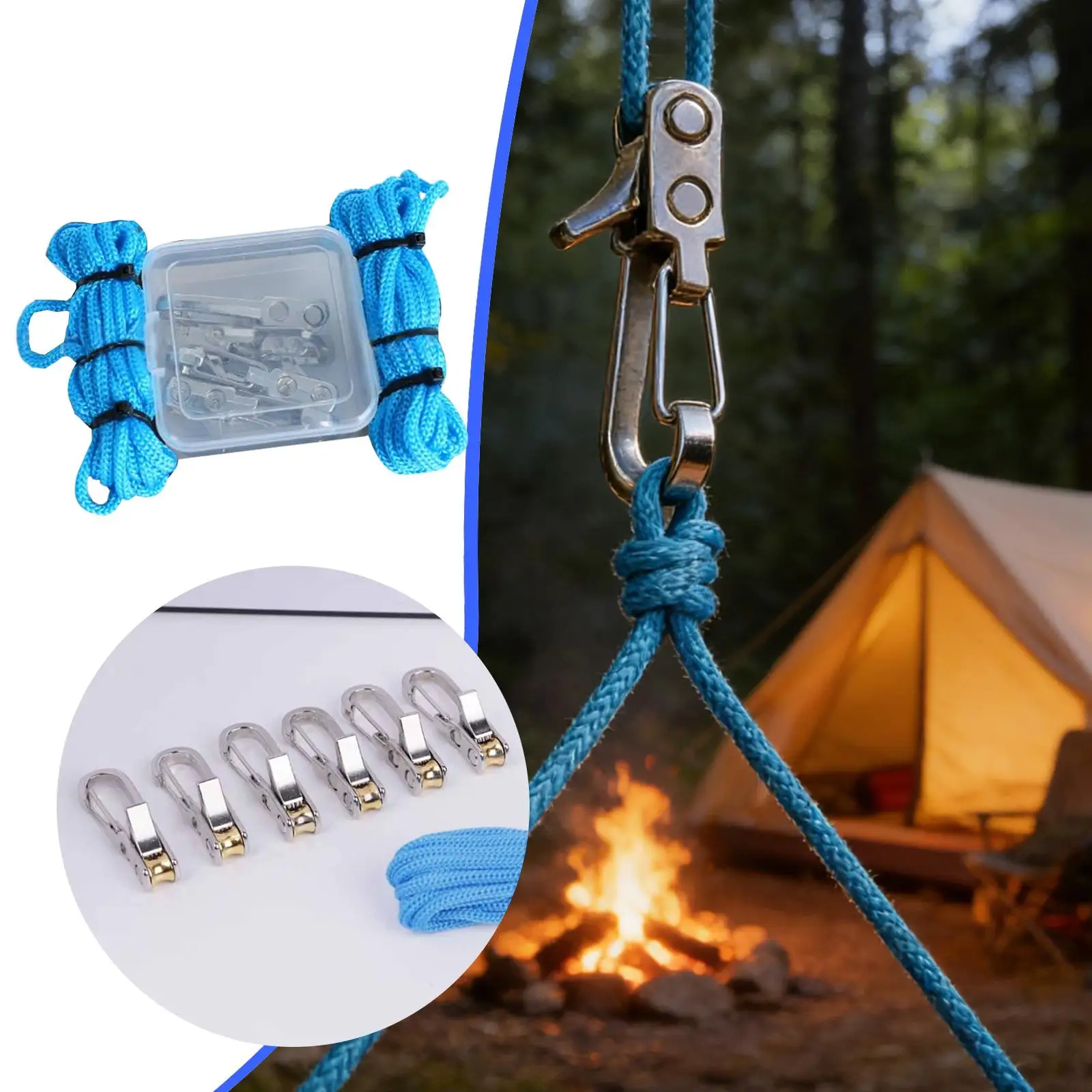 

Rope Pulley Tensioner Lightweight Durable for Tent Guy Line Rope Adjuster Outdoor Travel Use