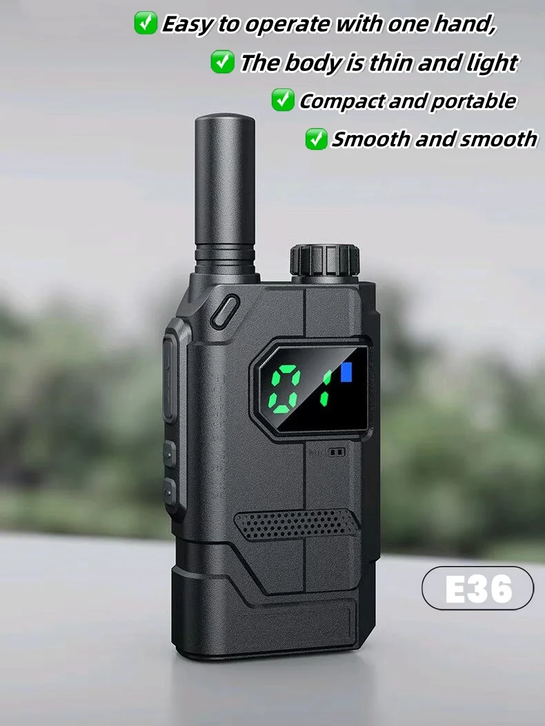 Handheld Radio FRS462-467MHz PMR 446mhz Led Display Licentie Gratis Mini Walkie Talkie E36 Geslaagd FCC CE Rohs REACH Twee Manier Radio