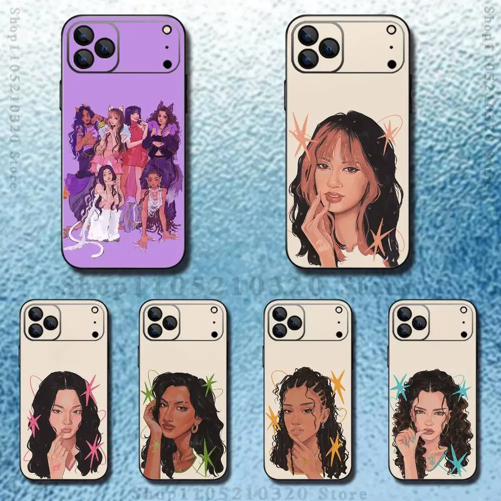 حافظة هاتف K-Katseye Gnarly Group لهاتف iPhone 17,16,15,14,13,12,11، Pro Max، XS، X، XR، SE، Mini، 8، 7، غطاء أسود من السيليكون الناعم