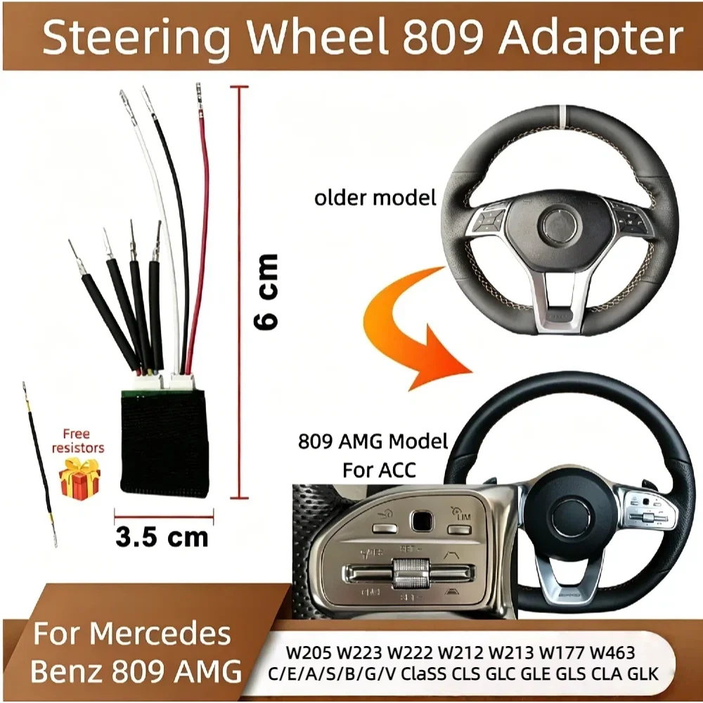 Old to New 809 Decoder Steering Wheel Adapter Transfer Fit For Mercedes W205 W212 W222 W213 W177C/E/S/B/G/V Cls Glc Supports ACC