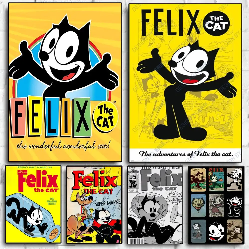 Classic Hot Anime F-Felix the Cat Poster Self Adhesive Wall Art Decor for Bedroom Living Room Office Home Decor Gift