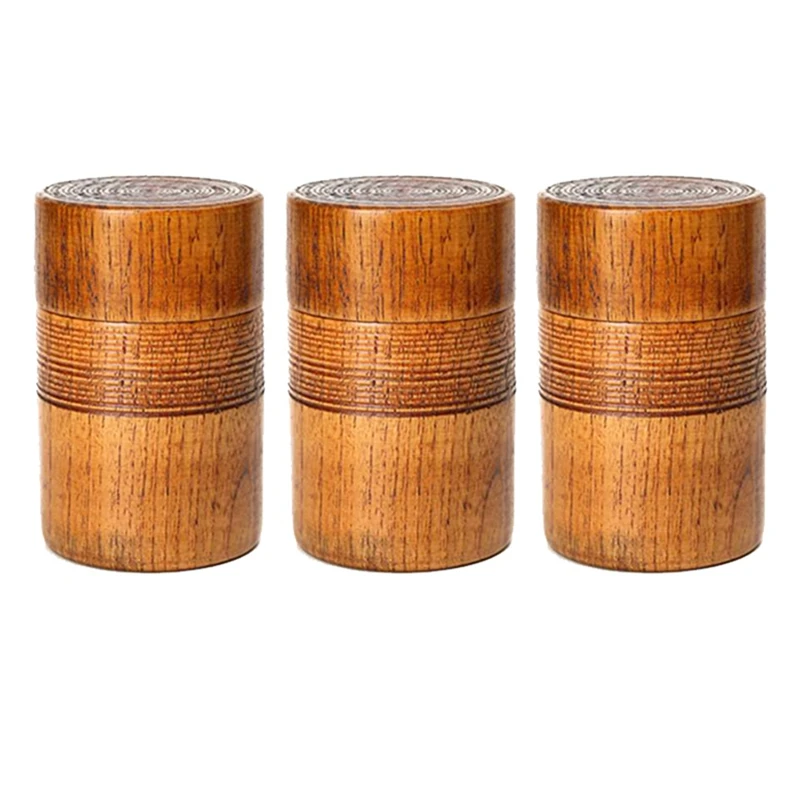 Wooden Tea Pot Handmade Kung Fu Tea Set Portable Travel Tea Storage Candy Nut Coffee Bean Powder Boxed Sealed Can,3 Pcs