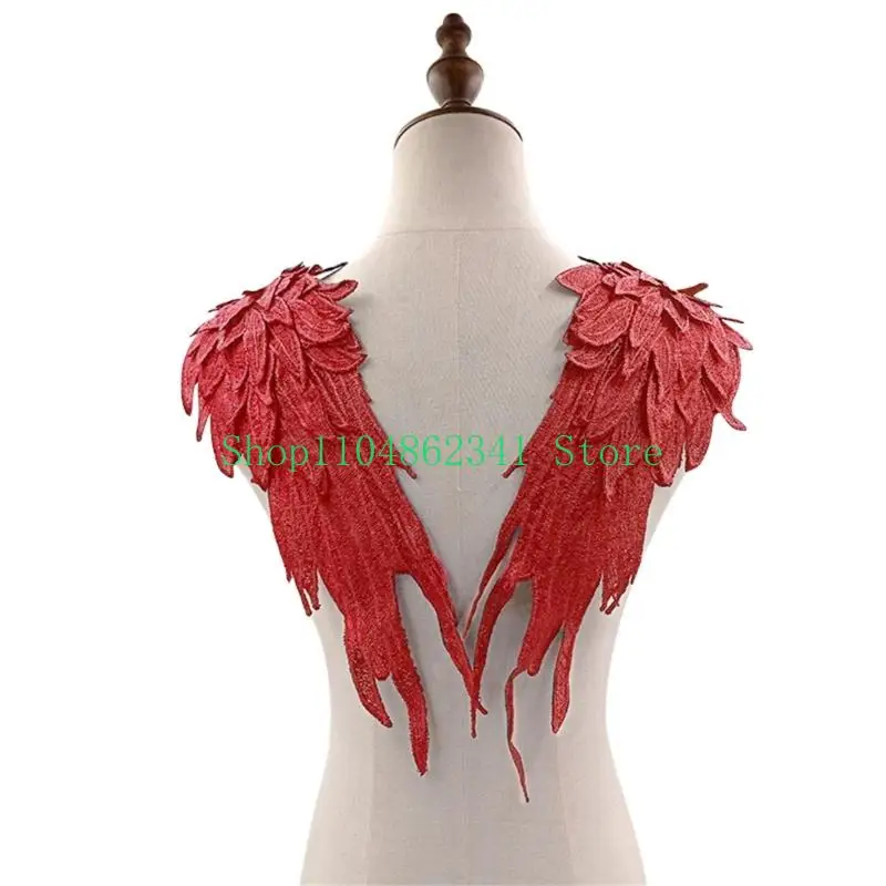 652F 2pack Decorative Angel Wing Embroidery Patches Halloween Costume Appliques