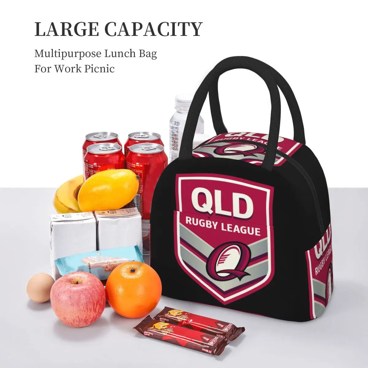 كوينزلاند مارونز أكياس الغداء معزول بينتو صندوق مقاوم للماء حقيبة الغداء قابلة لإعادة الاستخدام نزهة أكياس حقيبة للحفاظ على البرودة للمرأة طالب المدرسة #5